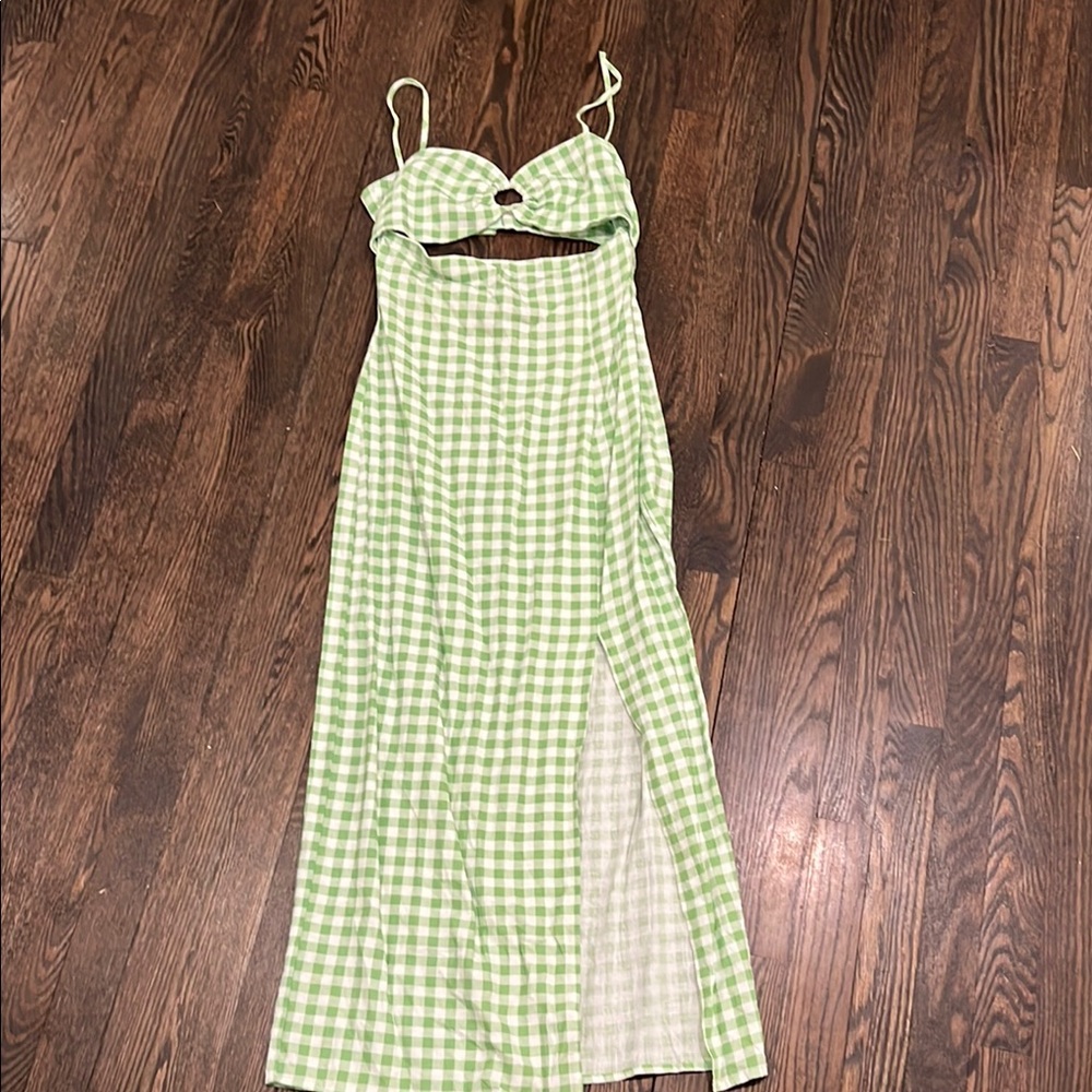 Zara Green Gingham Maxi Dress
